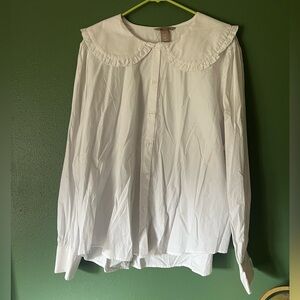 2XL white Peter Pan collared button up shirt
